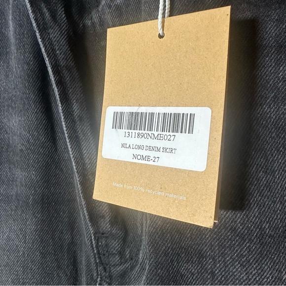 NWT $168 Reformation Nila Long Denim Skirt Black Nome Size 27 - Picture 10 of 14